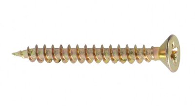 DIN 7505 Süllyesztettfejű, faforgácslap csavar, Acél, Sárga horganyzott, 4x18 termék fő termékképe